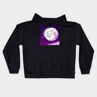 Moon in purple sky Kids Hoodie